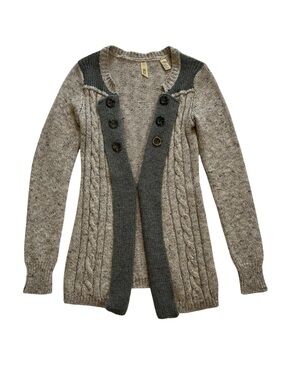 BKE Cable Knit Open Front Wool Alpaca Blend Cardigan Medium